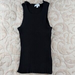 Gilli Womens Black Ribbed Knit Scoop Neck Tank Top SWT7030G Small